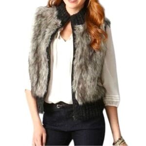 Ann Taylor LOFT Faux Fur Wool Alpaca Blend Zip Vest